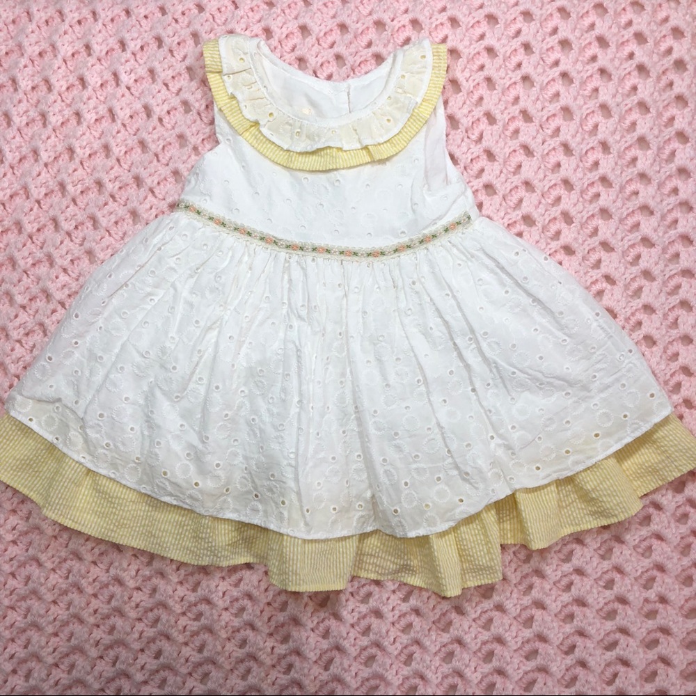 Laura Ashley White & Yellow Ruffle Dress